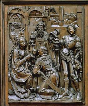 Der Bamberger Altar (linkes unteres Seitenrelief): Die Anbetung der Heiligen Drei Könige