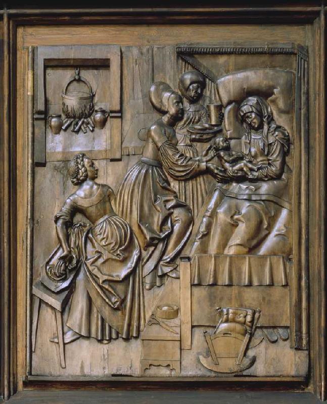Der Bamberger Altar (rechtes oberes Seitenrelief): Die Geburt der Maria from Veit Stoß