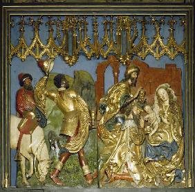 Der Krakauer Marienaltar: Die Anbetung der Heiligen Drei Könige (linkes unteres Flügelrelief)