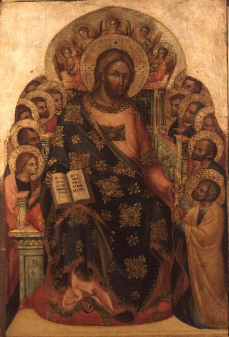 Christ Enthroned with Saints and Angels Handing the Key to St. Peter from Veneziano Lorenzo