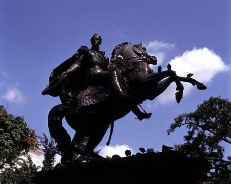 Monument to Simon Bolivar in the Plaza Bolivar from Venezuelan School