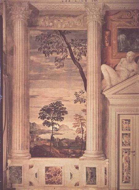 Landscape, detail of the frescoes in the Olympic Room from Veronese, Paolo (aka Paolo Caliari)