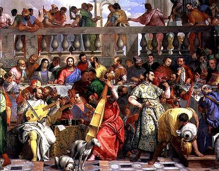 The Marriage Feast at Cana, detail of musicians and dogs from Veronese, Paolo (aka Paolo Caliari)