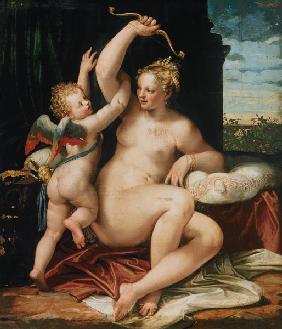Cupido is disarmed by Venus.