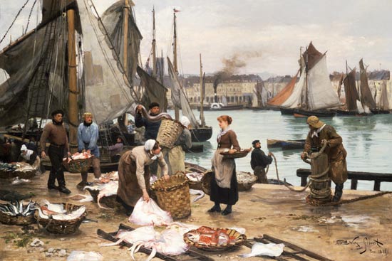 Fisherman when unloading the catch. from Victor Gabriel Gilbert
