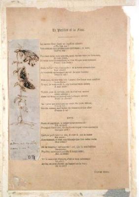 'Le Papillon et la Fleur', poem with an illustration of butterlies from 'Les Chants du Crepuscule'