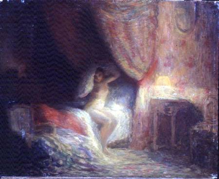 Bedroom scene bathed in light from Victor Lecomte