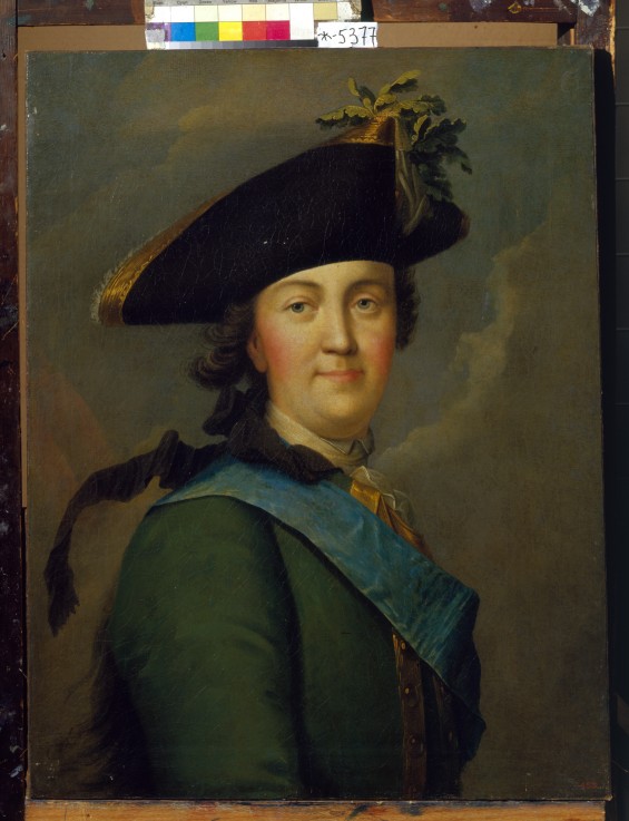 Portrait of Empress Catherine II (1729-1796) in the Life Guards uniform from Vigilius Erichsen