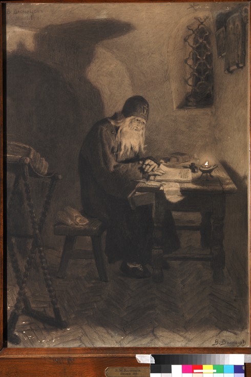 Pimen. Illustration to the Drama Boris Godunov by A. Pushkin from Viktor Michailowitsch Wasnezow