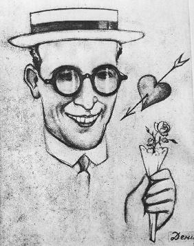 Caricature on American actor Harold Lloyd