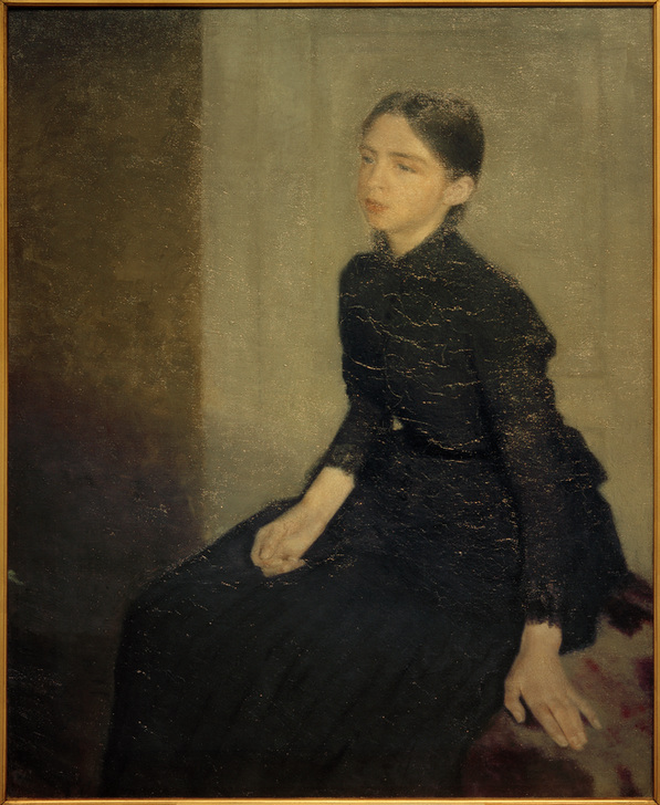 Porträt eines jungen Mädchens. Die Schwester des Künstlers, Anna Hammershöi from Vilhelm Hammershöi