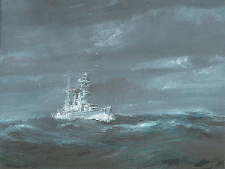 HMS Hood off Scotland coast 1920s