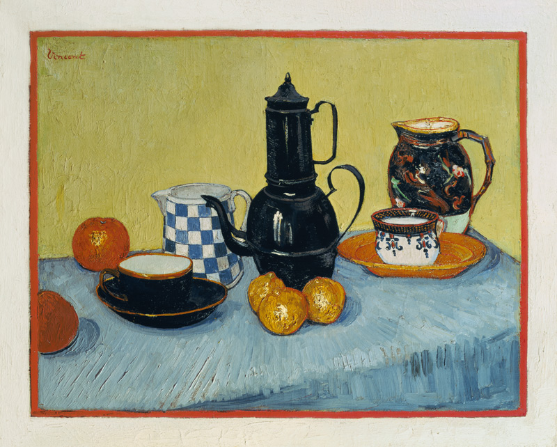 Still Life with Blue Enamel Coffeepot, Earthenware and Fruit from Vincent van Gogh