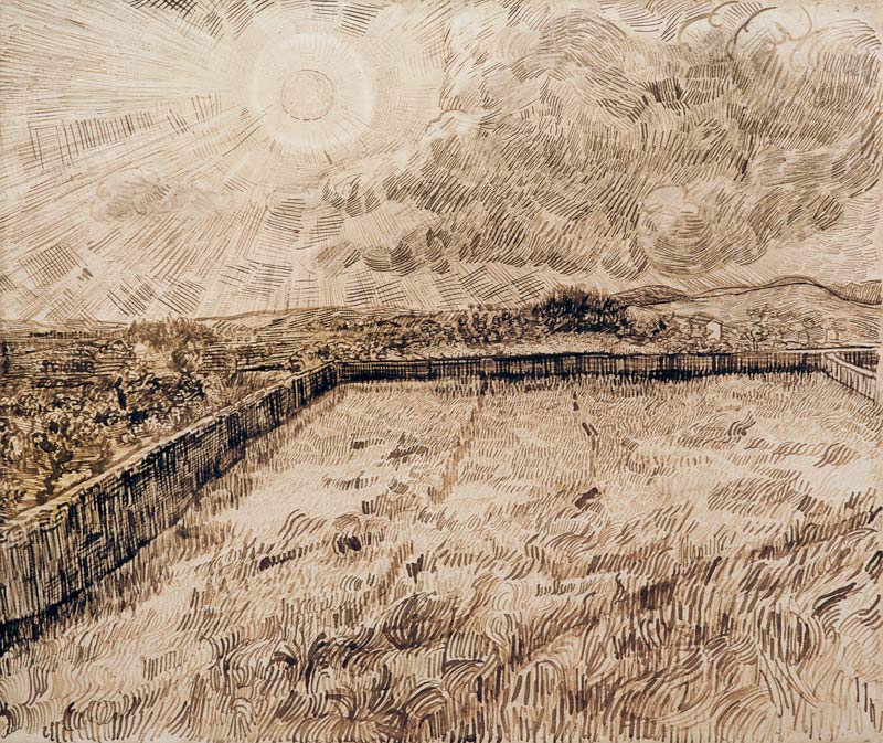 V.van Gogh, Sun above Field /Draw./1889 from Vincent van Gogh