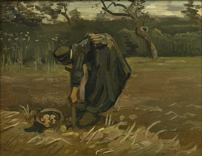 Peasant woman, harvesting potatoes from Vincent van Gogh