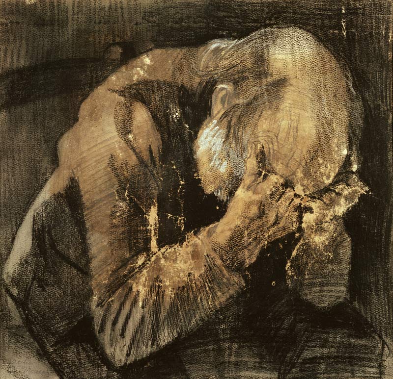 Man with his head in his hands (pencil) from Vincent van Gogh