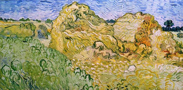 V.v.Gogh, Field w.Wheat Stacks/Ptg./1890 from Vincent van Gogh