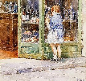 A girl at a shop window