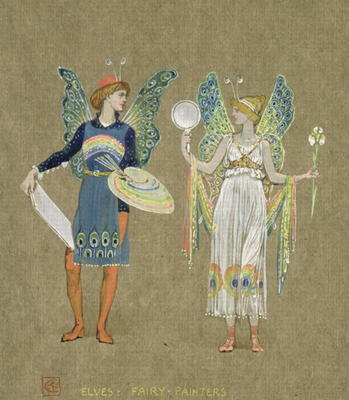 Elves and Fairy Painters, from 'The Snowman' 1899 (w/c on paper) from Walter Crane