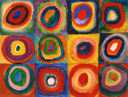 Color Study: Squares with Concentric Circles