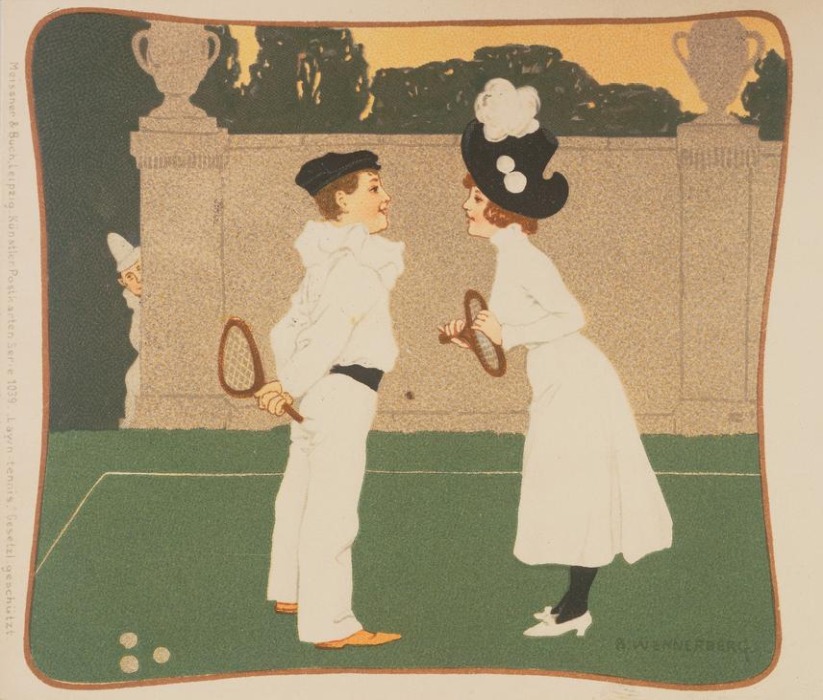Boy and girl meet on a tennis court from Brynolf Wennerberg