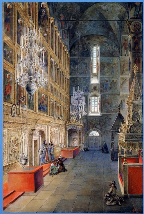 Interior in the Assumption Cathedral in the Moscow Kremlin from Werkst. Alexejew