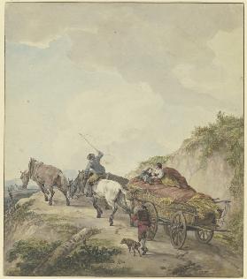 Bauernwagen in bergiger Landschaft