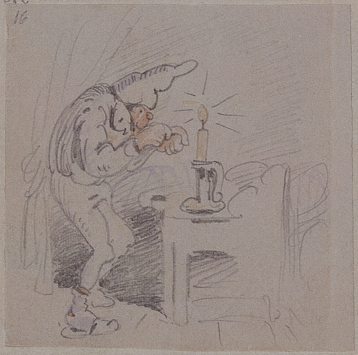 Die gestörte, aber glücklich wieder errungene Nachtruhe (Der Floh); 16 from Wilhelm Busch