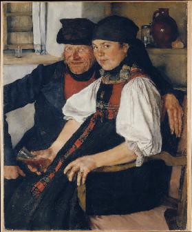 Elderly Farmer and Young Girl ("The Unequal Couple")