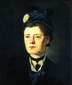 Lady with a blue hat. from Wilhelm Trübner