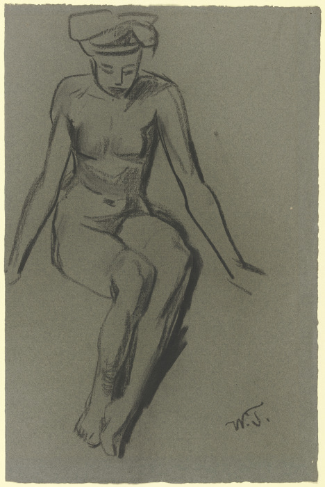 Sitting female nude from Wilhelm Trübner