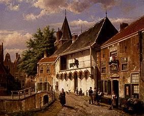 Strassen scene with pub at a bridge from Willem Koekkoek