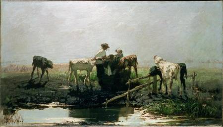 Calves at a Pond from Willem Maris