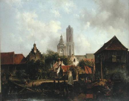 Canal Scene with Utrecht from Willem Roelofs