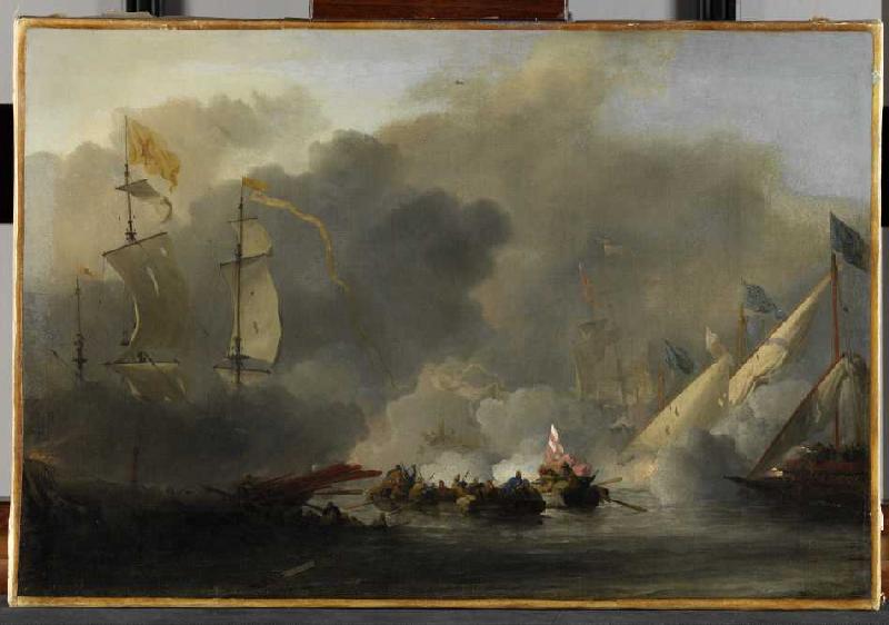 Die sogenannte Seeschlacht in der Solebay from Willem van de Velde the Younger