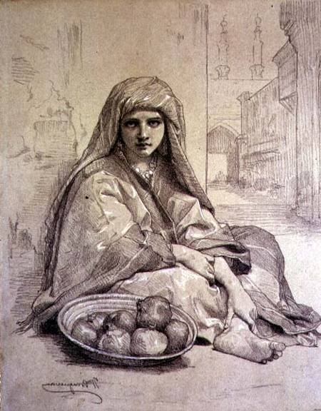 Algerian Girl Selling Pomegranates from William Adolphe Bouguereau