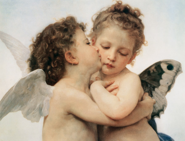 The first Kiss (Detail) from William Adolphe Bouguereau