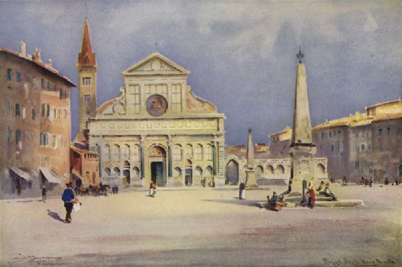 Piazza S Maria Novella, Florence (colour litho) from William Alister MacDonald