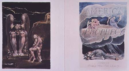 America a Prophecy: frontispiece and title page depicting Orc, the embodiment of Energy from William Blake