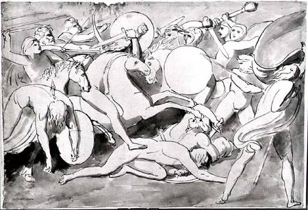 Battle scene (pen & ink) from William Blake