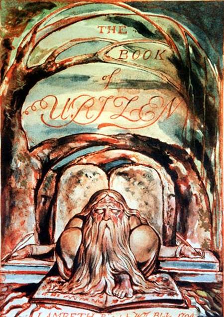 The First Book of Urizen; title page, showing Urizen (representing the embodiment of unenlightened r from William Blake