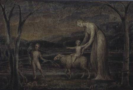 The Christ Child riding on a Lamb from William Blake