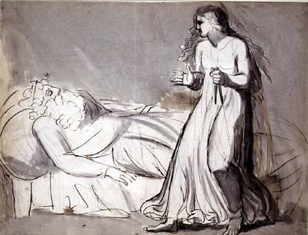 Lady Macbeth approaching the murdered Duncan (ink and wash) from William Blake