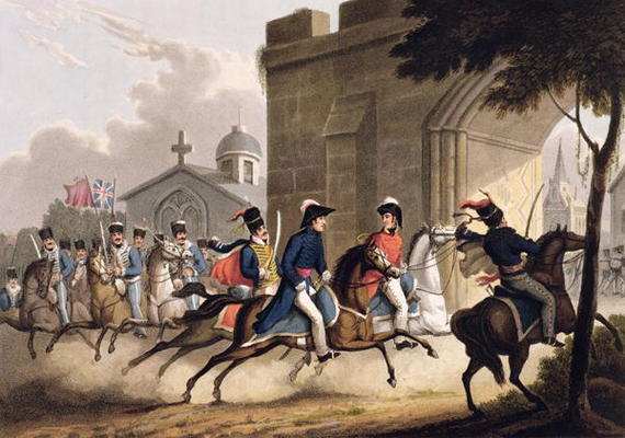 Entrance of Lord Wellington into Salamanca at the head of a Regiment of Hussars, May 20th 1813, from from William Heath