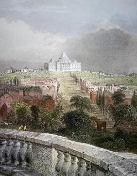 View of the Capitol from the White House in 1840 (coloured engraving)