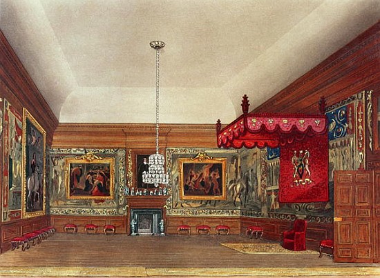 The Throne Room, Hampton Court from Pyne''s ''Royal Residences'' from William Henry Pyne