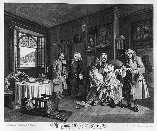 Marriage a la Mode, Plate VI, The Lady''s Death from William Hogarth