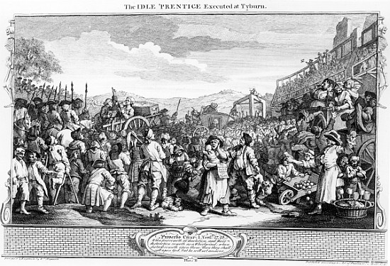 The Idle ''Prentice Executed at Tyburn, plate XI of ''Industry and Idleness'' from William Hogarth