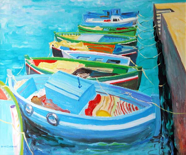 Blue Boats, 2003 (oil on board)  from William  Ireland