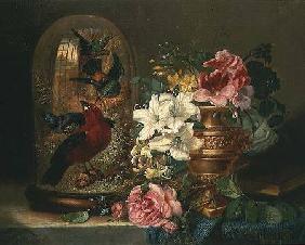 Still Life with Flowers and Birds